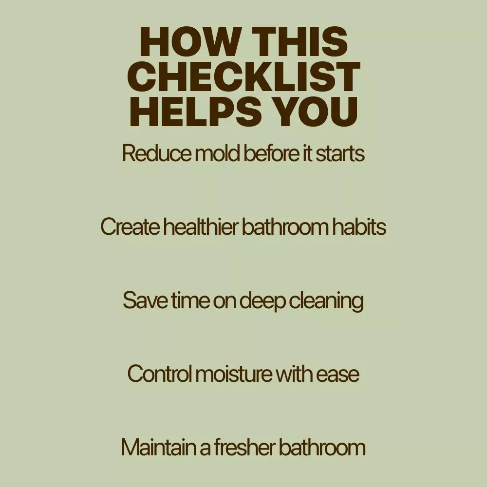 Mold-Free Bathroom Checklist – Bathroom Mold Prevention Printable, Daily & Weekly Cleaning Checklist, Moisture Control Guide for a Healthier Home