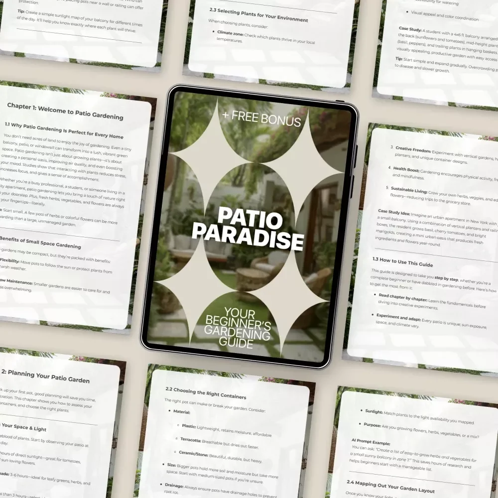 Patio Paradise: Your Beginner’s Gardening Guide | Patio Gardening Basics eBook for Small Spaces, Balconies & Containers