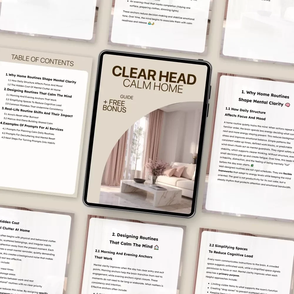 Clear Head, Calm Home: A Practical Guide to Home Routines for Mental Clarity, Focus, and Emotional Balance