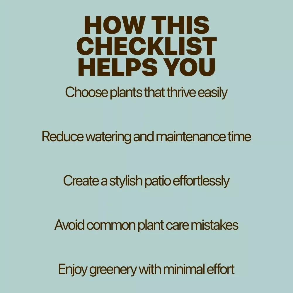 Low-Maintenance Patio Plants: Your Easy Care Checklist | Patio Plants Low Maintenance Digital Checklist for Stress-Free Outdoor Spaces