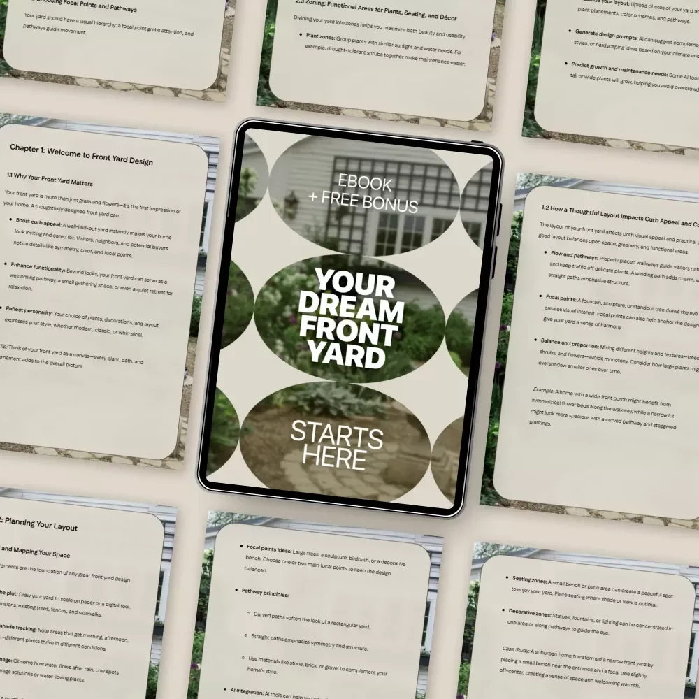 Your Dream Front Yard Starts Here – Home Front Yard Layout eBook Guide for Curb Appeal, Landscaping Planning & Smart Yard Design