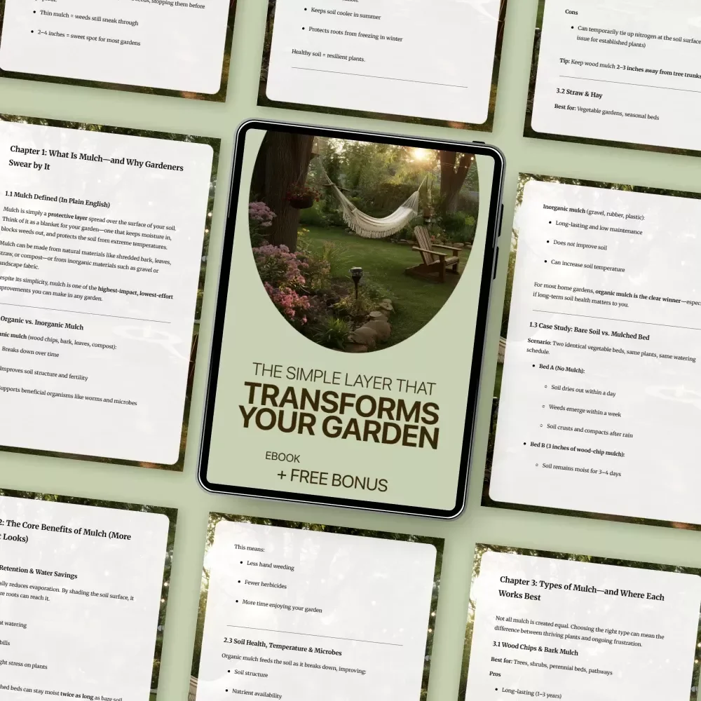 Mulch Magic: The Simple Layer That Transforms Your Garden | Smart Gardening eBook on mulch benefits for Healthier Soil & Easier Maintenance
