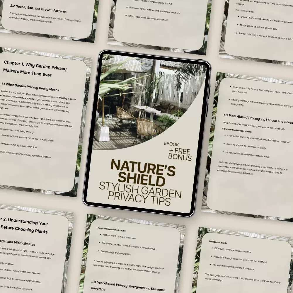 Nature’s Shield: Stylish Garden Privacy Tips | Garden Privacy with Plants Ideas eBook | Natural Screens, Smart AI Planning & Outdoor Design Guide