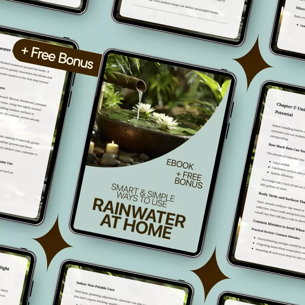 Smart & Simple Ways to Use Rainwater at Home | Practical rainwater use eBook for Sustainable Living, Water Saving Guide, Eco-Friendly Home Resource