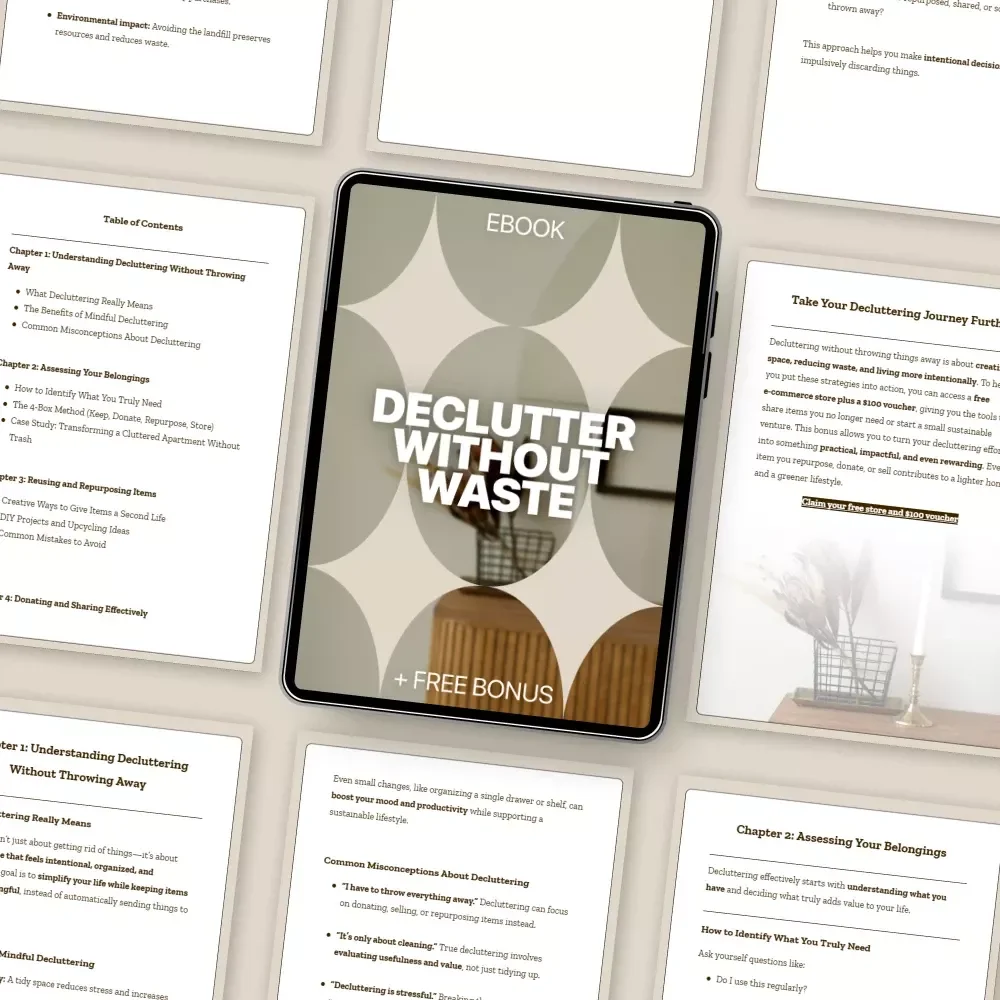 Declutter Without Waste – Decluttering Without Throwing Away | Mindful Minimalism eBook, Zero-Waste Home Guide, Sustainable Decluttering Download