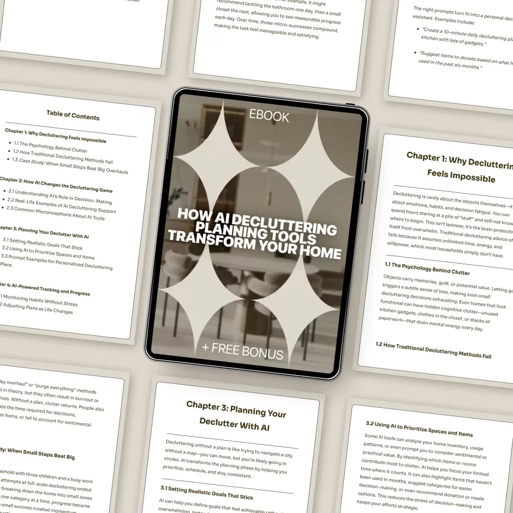 How AI Decluttering Planning Tools Transform Your Home | Digital eBook Guide for Smarter Organization, Minimalist Living & Stress-Free Planning