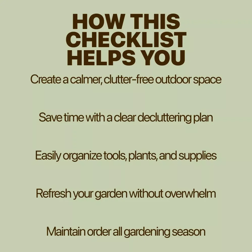 Garden Zen: Declutter Your Outdoor Oasis | Printable Home Garden Declutter Checklist for a Calm, Organized Yard
