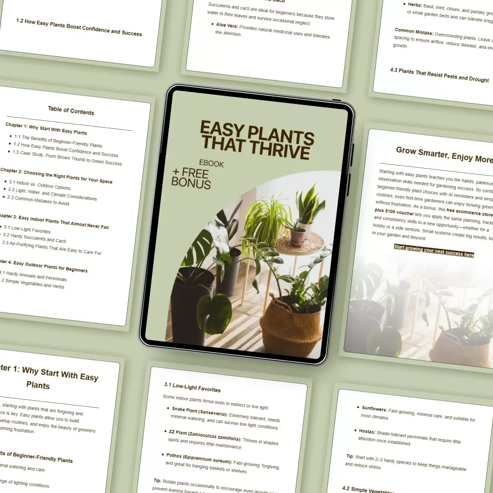 Easy Plants That Thrive: The Ultimate Beginner’s Guide to Easy Plants for Beginners, Indoor and Outdoor Gardening Success eBook