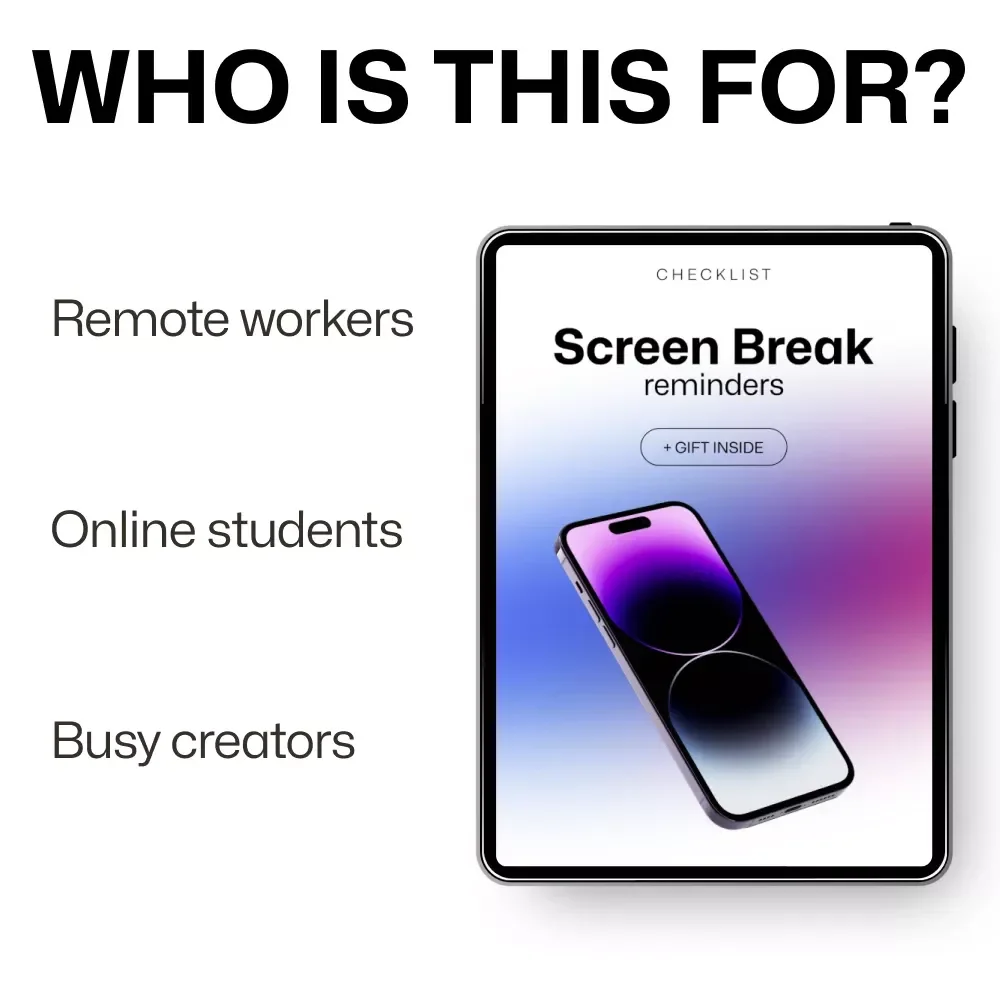 Screen Break Reminders – Printable Checklist with Smart Screen Break Reminders Ideas for Healthy Digital Habits & Focused Workdays
