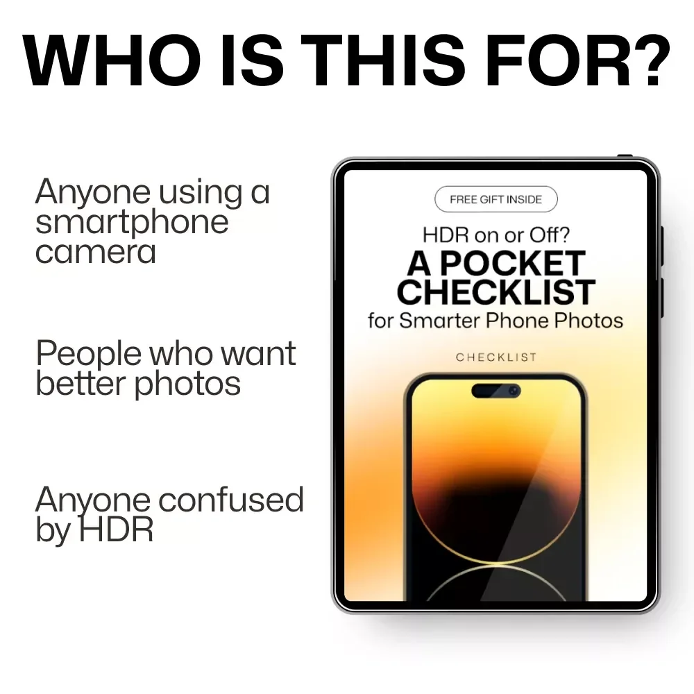 HDR on or Off? A Pocket Checklist for Smarter Phone Photos | Phone Camera HDR On or Off Quick Guide | Instant Download