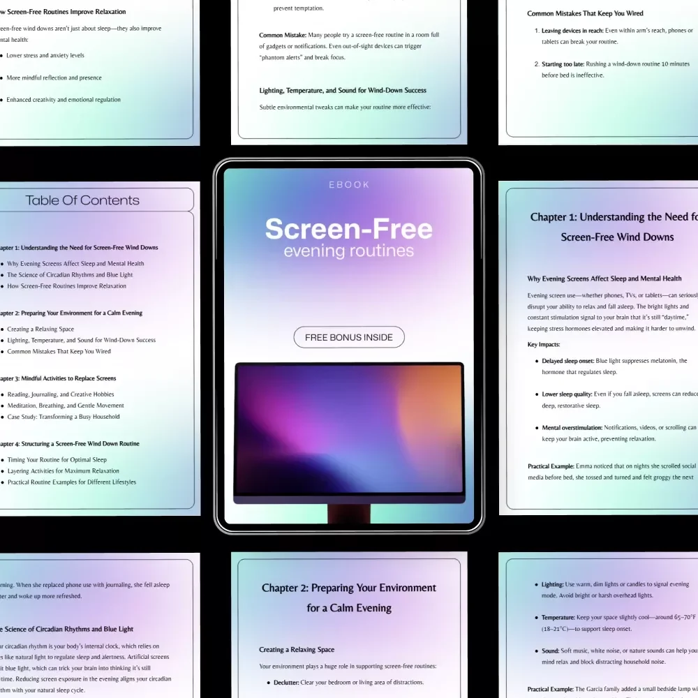 Screen-Free Evening Routines | Practical eBook for Calm Nights & Better Sleep | Screen-Free Wind Down Guide with Proven screen free wind down routines