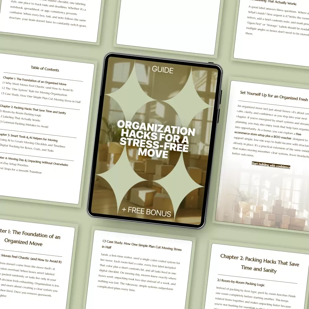 Organization Hacks for a Stress-Free Move | Smart Moving Organization Hacks Guide | Packing, Planning & AI Tools Digital Download
