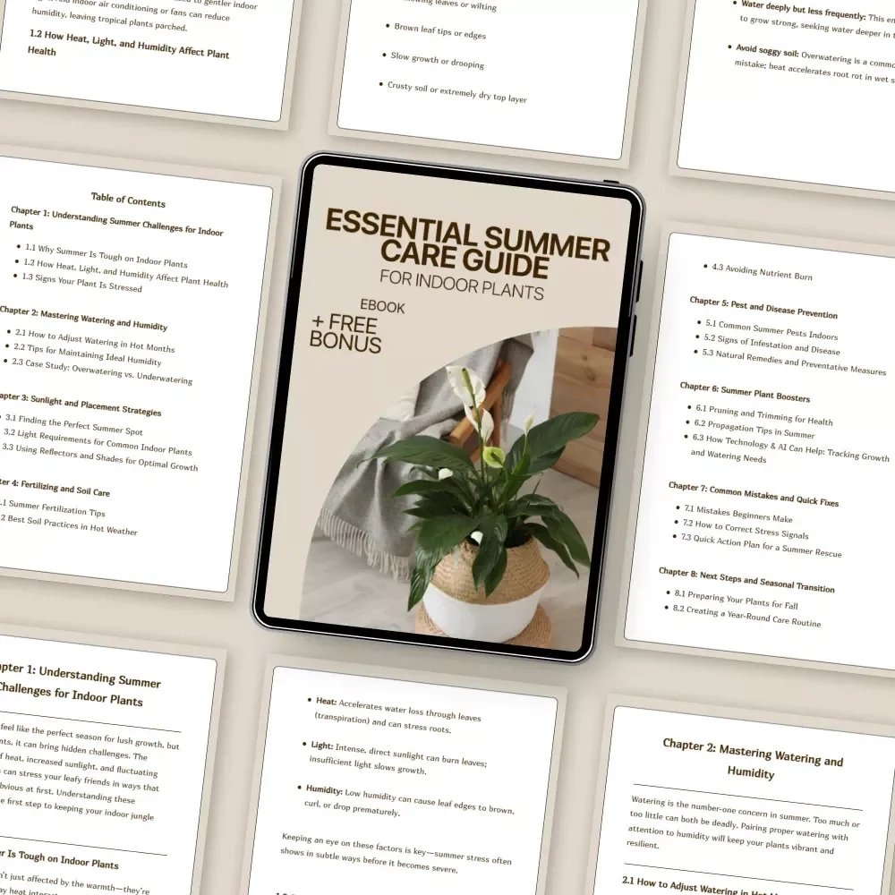 Essential Summer Care Guide for Indoor Plants | Digital Ebook for Indoor Plants Summer Care, Watering, Light & Pest Prevention