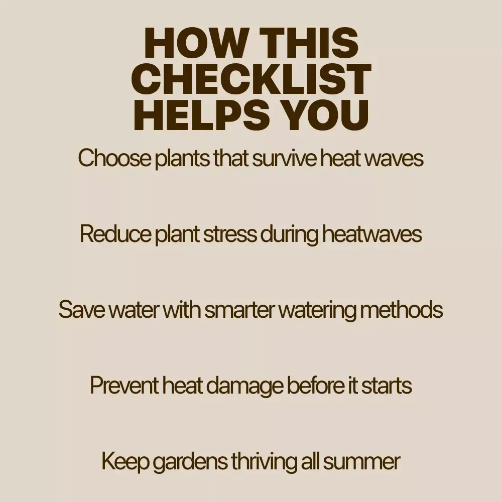 Sunproof Your Garden: Heatwave Survival Checklist | Plants That Survive Heat Waves | Printable Garden Care Guide