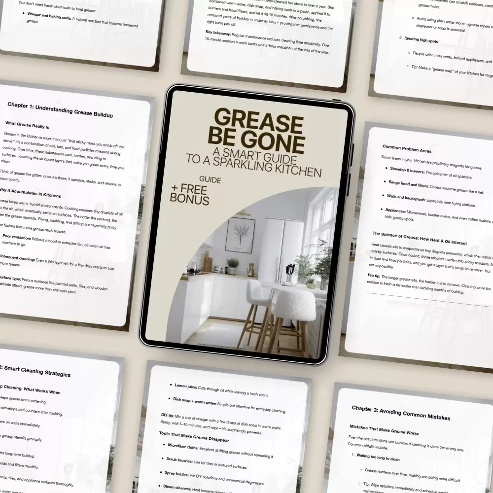 Grease Be Gone: A Smart Guide to a Sparkling Kitchen | Digital Cleaning Guide for Grease Buildup in Kitchen | Easy, Modern, Downloadable Home Care Resource