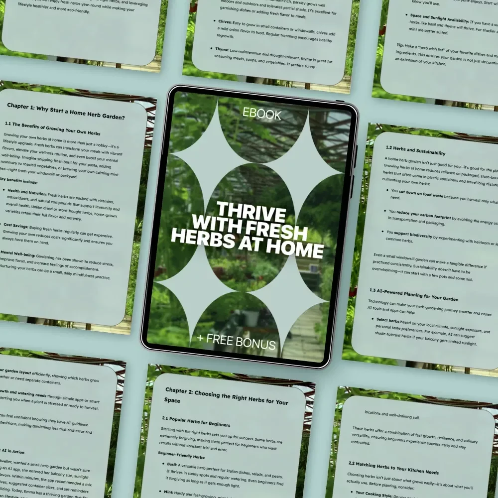 Thrive with Fresh Herbs at Home – A Complete Home Herb Garden eBook for Beginners, Sustainable Living & Smart AI-Guided Growing