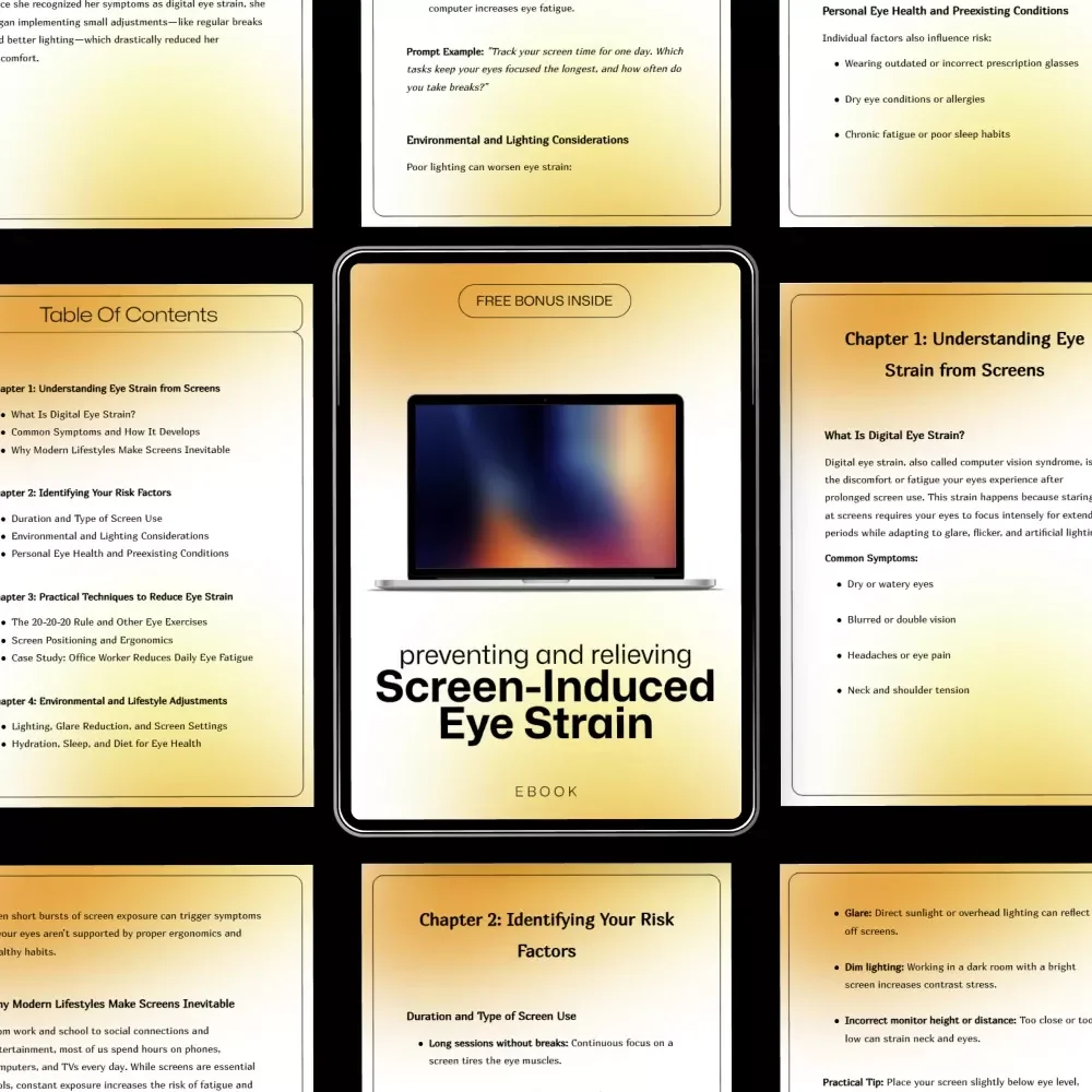 Preventing and Relieving Screen-Induced Eye Strain – Practical eBook Guide | Eye Strain from Screens What to Do | Digital Download