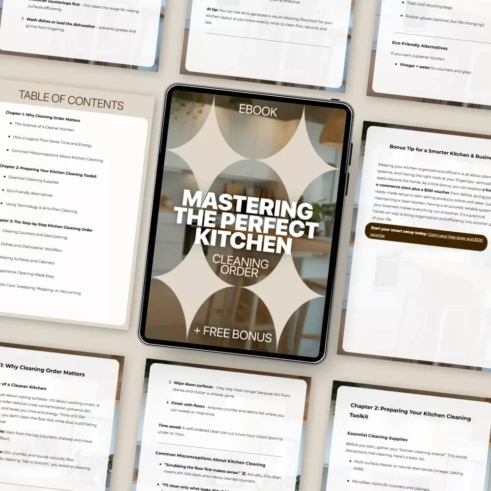 Mastering the Perfect Kitchen Cleaning Order | Kitchen Cleaning Order Explained eBook | Step-by-Step Smart & Eco-Friendly Kitchen Cleaning Guide