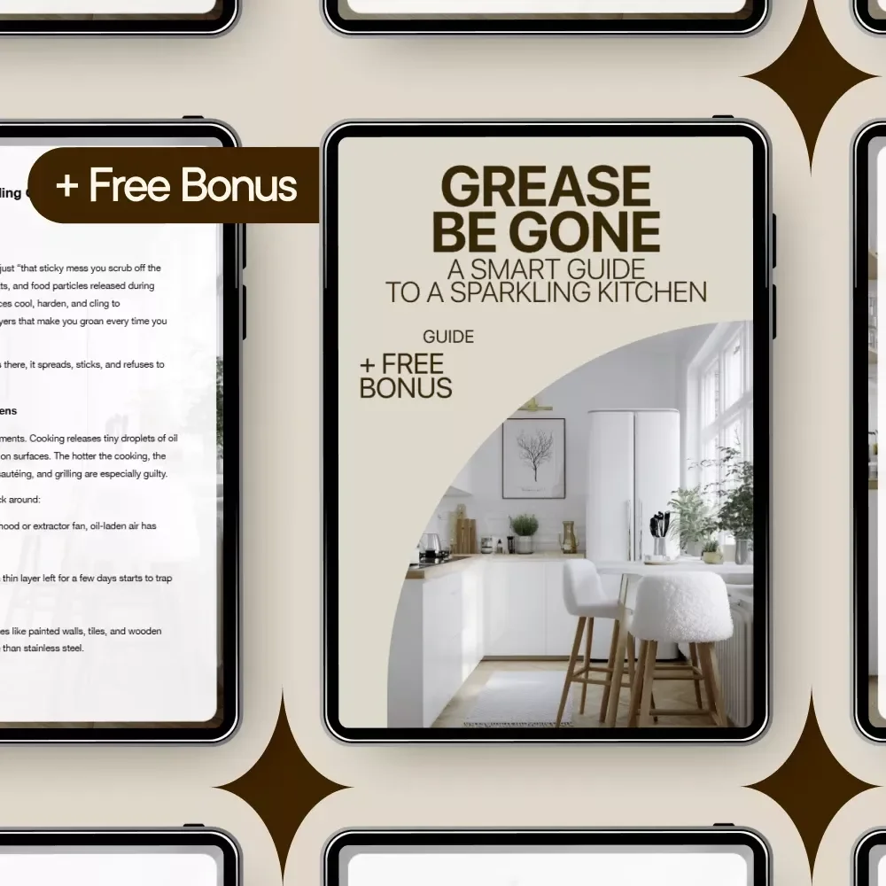 Grease Be Gone: A Smart Guide to a Sparkling Kitchen | Digital Cleaning Guide for Grease Buildup in Kitchen | Easy, Modern, Downloadable Home Care Resource