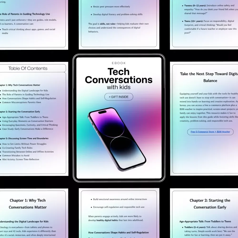 Tech Conversations with Kids: A Practical Guide to Navigating Digital Spaces, Setting Boundaries & Fostering Healthy Screen Time Habits