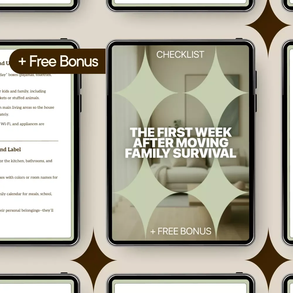 The First Week After Moving Family Survival | First Week After Moving Checklist for Busy Families | Printable Digital Checklist