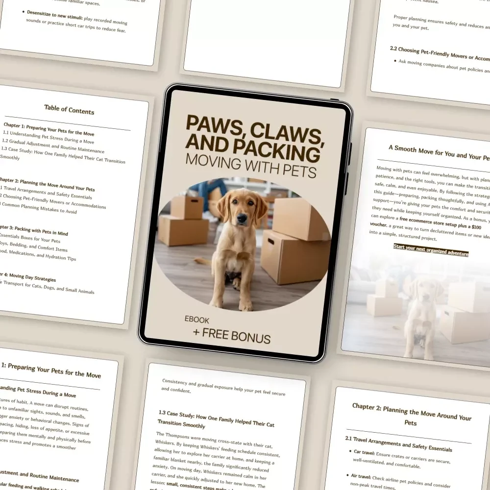 Paws, Claws, and Packing: Moving with Pets | Stress-Free Relocation Guide for Dogs, Cats & Small Animals | Moving with Pets Tips eBook