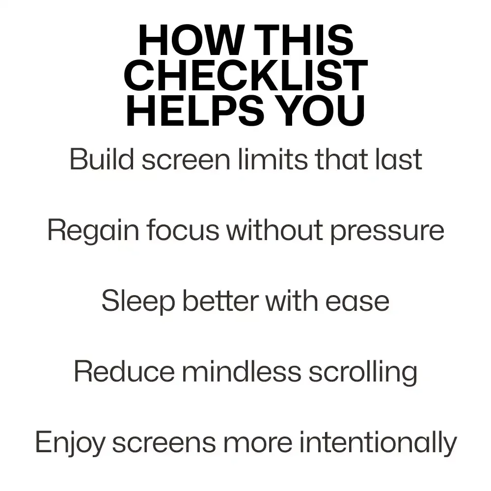 The Smart Screen Escape Checklist: Adult Edition – Simple Guide for adult screen time limits that actually work