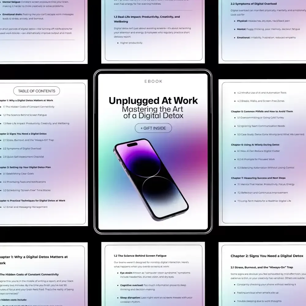 Unplugged at Work: Mastering the Art of a Digital Detox – Practical Advice for Digital Detox at Work, Productivity Reset eBook, Workplace Focus & Wellbeing Guide