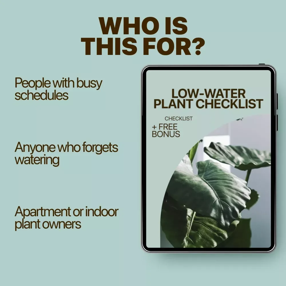 Low-Water Plant Checklist | Easy Care Guide for Plants That Need Little Water | Minimal Watering Indoor Plant Checklist