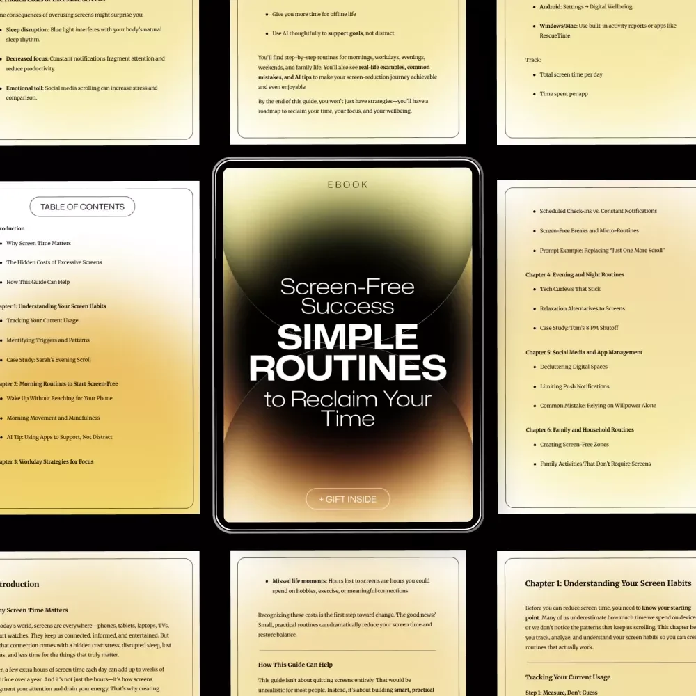Screen-Free Success: Simple Routines to Reclaim Your Time | Ebook Guide with Daily Routines to Lower Screen Time, Mindful Habits & Digital Balance Reset