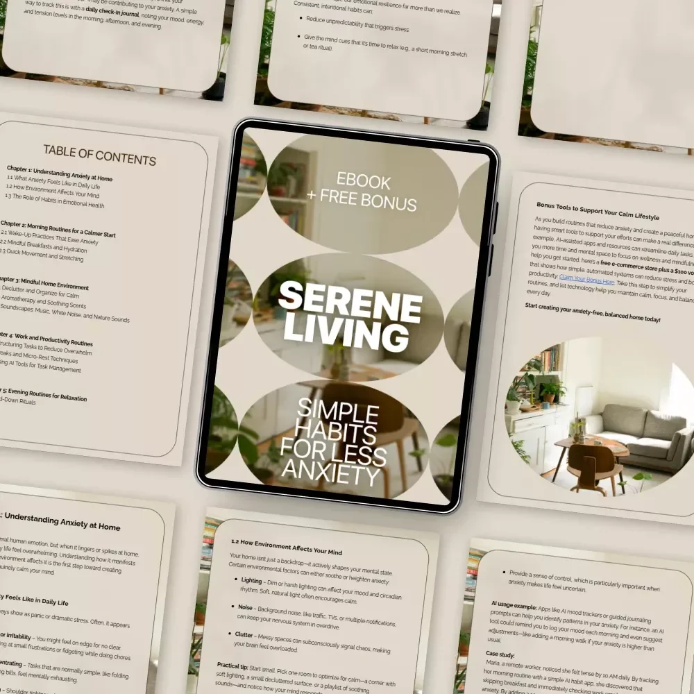 Serene Living: Simple Habits for Less Anxiety | Calm Home Guide & Ebook for Home Routines That Reduce Anxiety