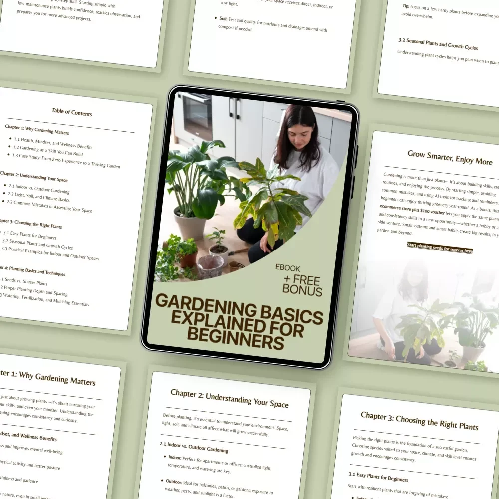 Gardening Basics Explained for Beginners: Gardening Basics Explained Simply eBook Guide for New Gardeners, Indoor & Outdoor Planting Tips, Maintenance, and Harvesting