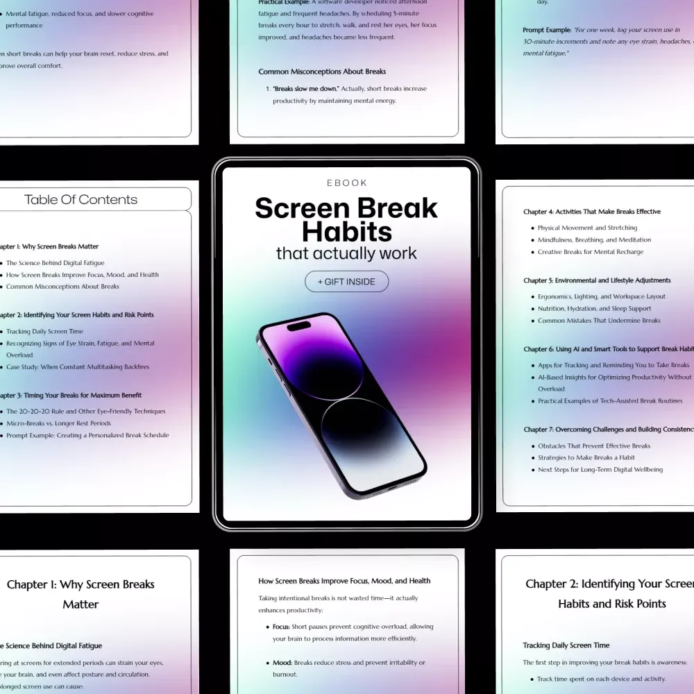 Screen Break Habits That Actually Work – Practical Ebook Guide to Screen Break Habits That Work for Focus, Eye Health & Digital Wellbeing