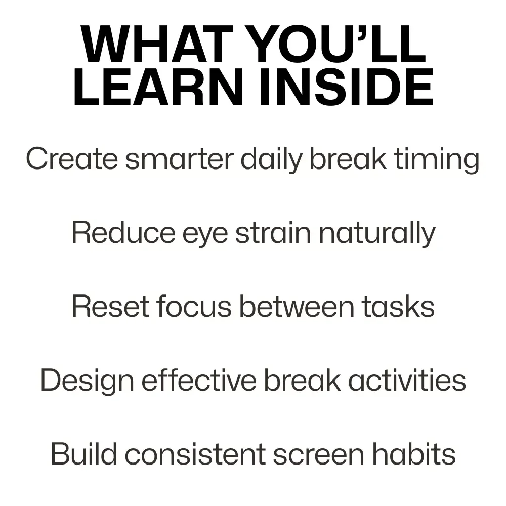 Screen Break Habits That Actually Work – Practical Ebook Guide to Screen Break Habits That Work for Focus, Eye Health & Digital Wellbeing