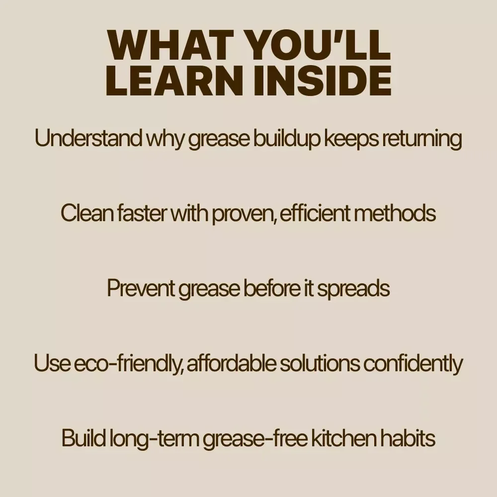 Grease Be Gone: A Smart Guide to a Sparkling Kitchen | Digital Cleaning Guide for Grease Buildup in Kitchen | Easy, Modern, Downloadable Home Care Resource