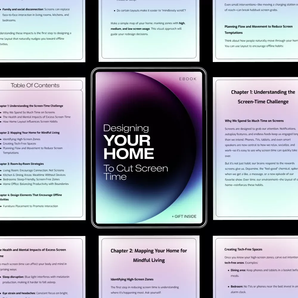 Designing Your Home to Cut Screen Time | Practical Ebook for a Home Layout for Less Screen Time, Mindful Living & Tech-Free Spaces