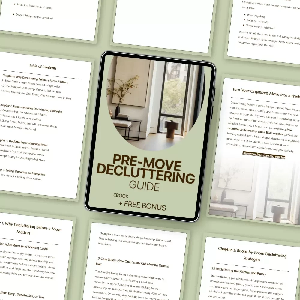 Pre-Move Decluttering Guide | Stress-Free Decluttering Before Moving eBook for an Organized, Minimalist Move