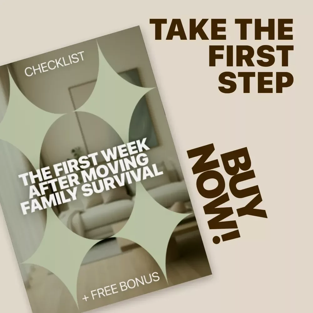 The First Week After Moving Family Survival | First Week After Moving Checklist for Busy Families | Printable Digital Checklist
