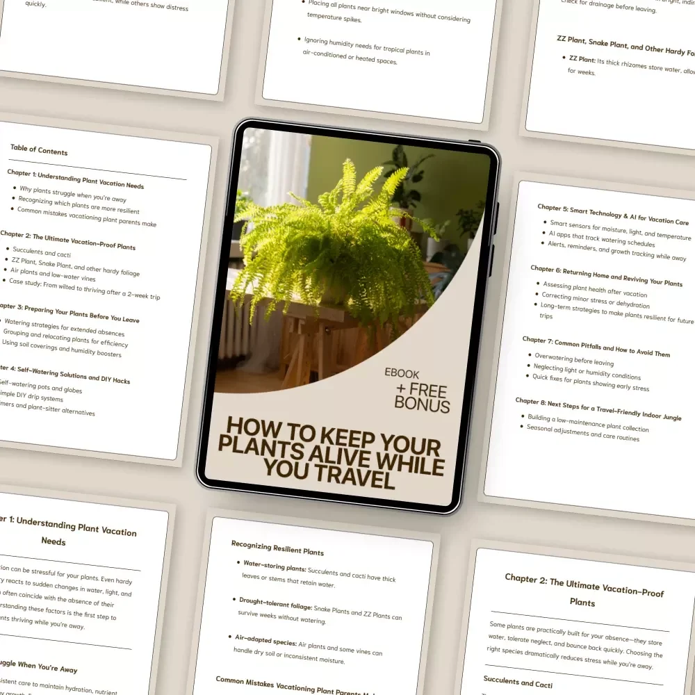 How to Keep Your Plants Alive While You Travel – Vacation Plant Care eBook | Plants That Survive Vacations Guide for Busy Plant Lovers