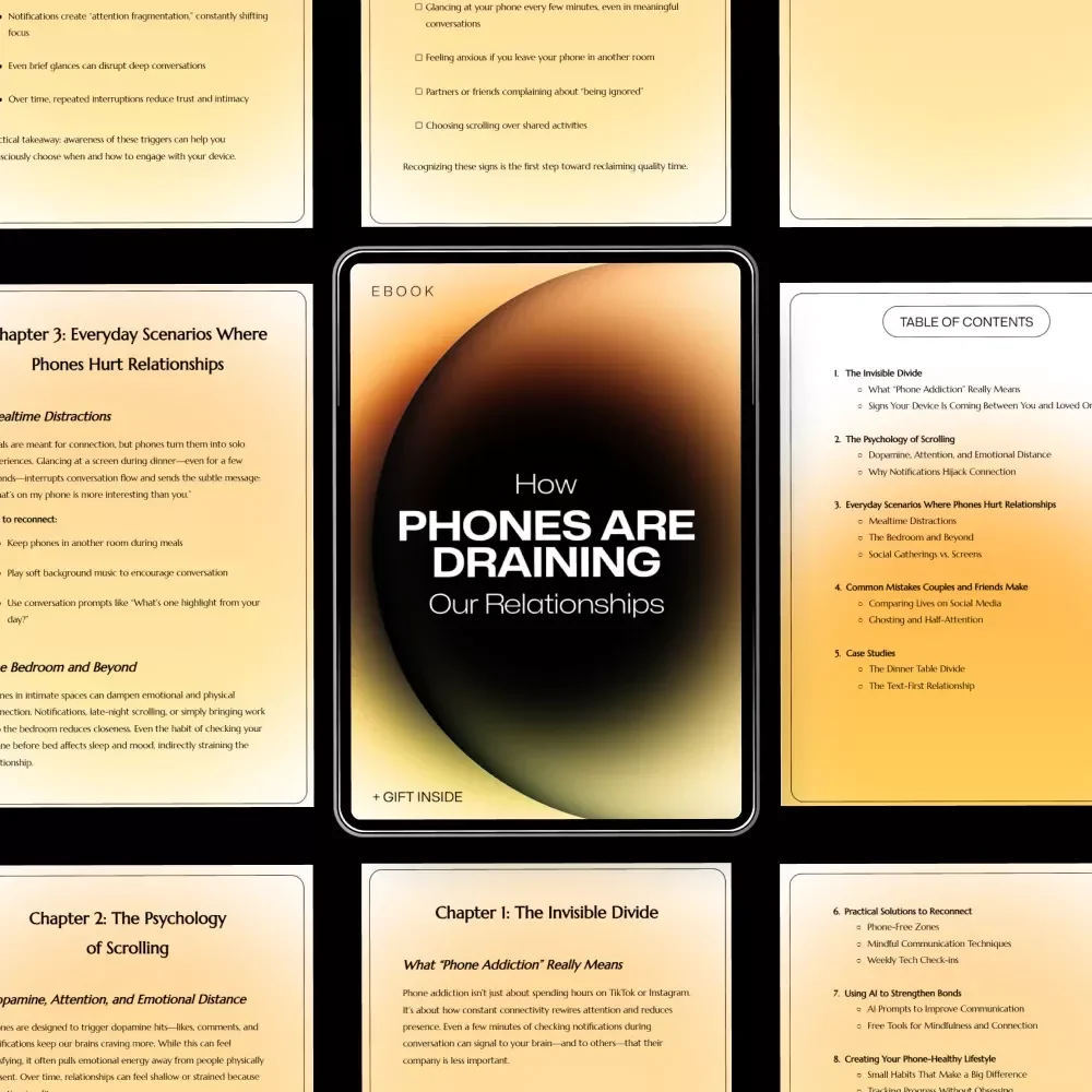 How Phones Are Draining Our Relationships – Digital Guide on Phone Addiction, Reconnecting Relationships, Mindful Tech Use, Communication & Emotional Connection eBook