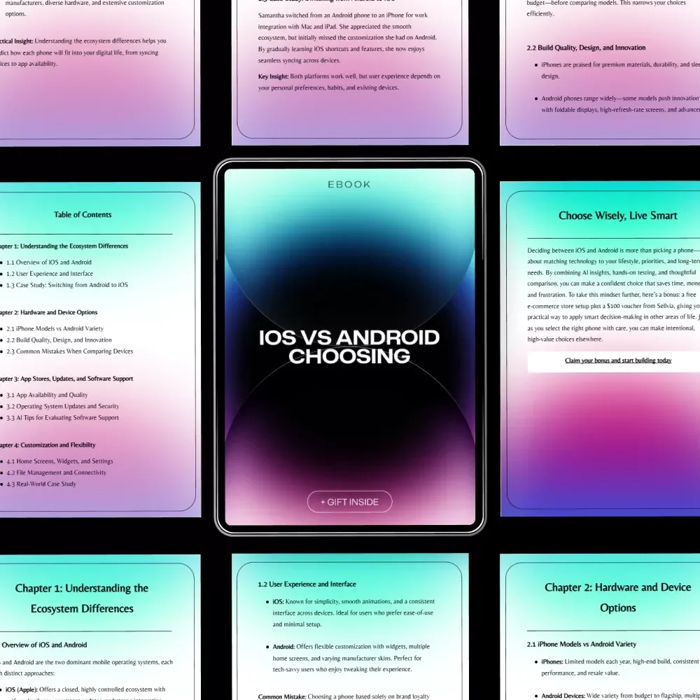 iOS vs Android Choosing | Smart Phone Comparison Guide Ebook | ios vs android Decision Checklist for Buyers