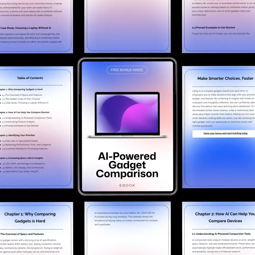 AI-Powered Gadget Comparison Ebook – Smart Buying Guide with AI Tips for Comparing Multiple Gadgets, Tech Decision-Making Made Easy