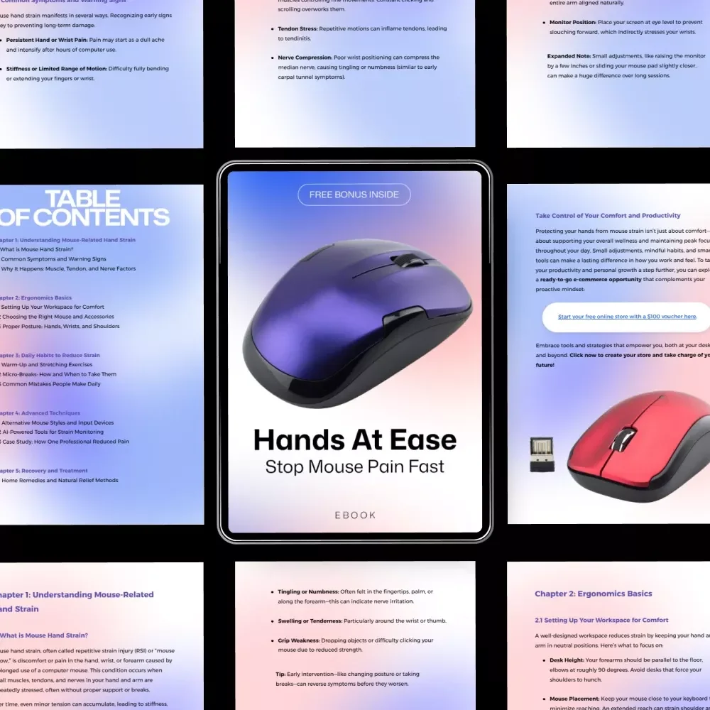 Hands at Ease: Stop Mouse Pain Fast | Practical eBook for Mouse Hand Strain Reduction, Ergonomic Setup, Pain Relief & Long-Term Comfort