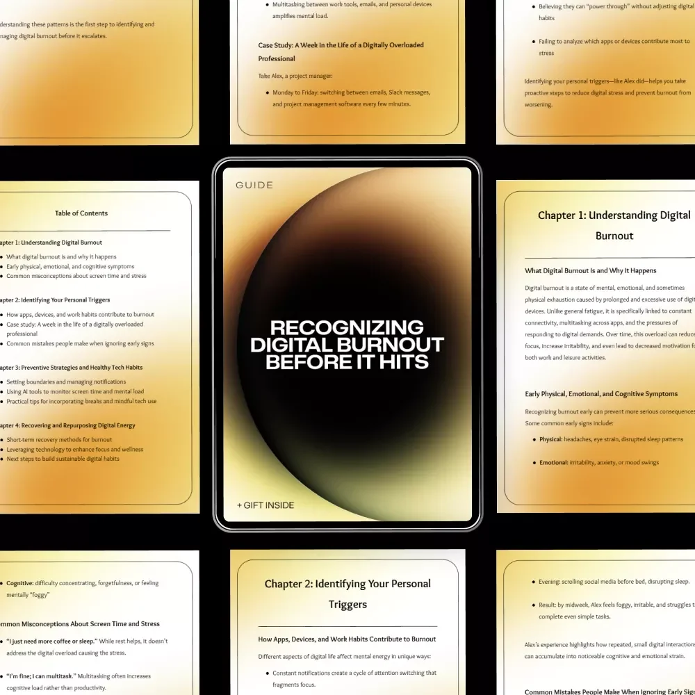 Recognizing Digital Burnout Before It Hits – Practical Guide to digital burnout early signs, Healthy Tech Habits, Screen Fatigue Awareness, Mental Clarity & Sustainable Digital Balance