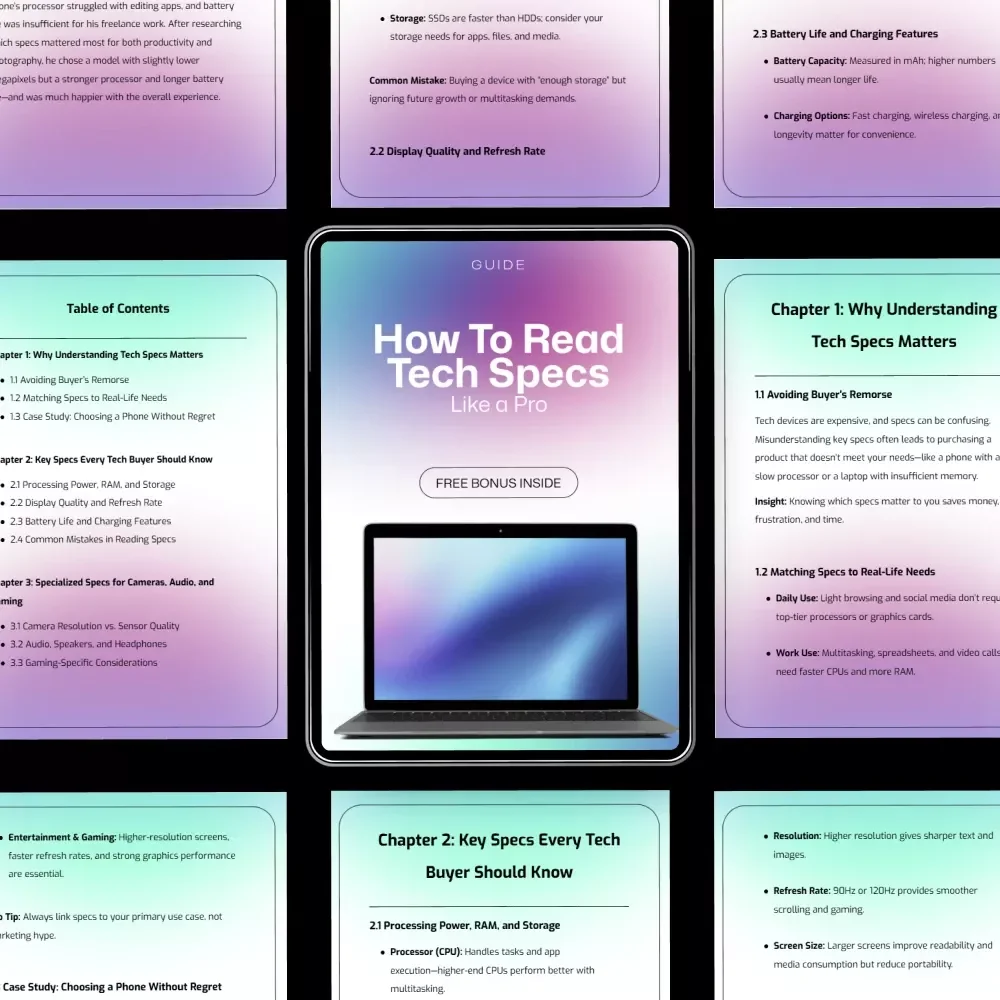 How to Read Tech Specs Like a Pro | Practical Tech Buying Guide + screen size importance for everyday use | Digital Download