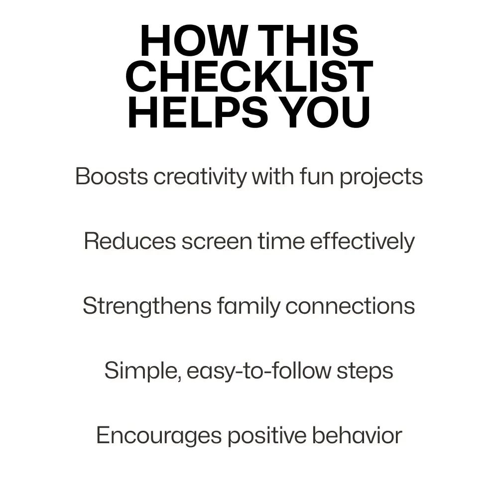 Screen Rewards Alternatives for Kids Checklist - Fun Screen-Free Reward Ideas for Kids
