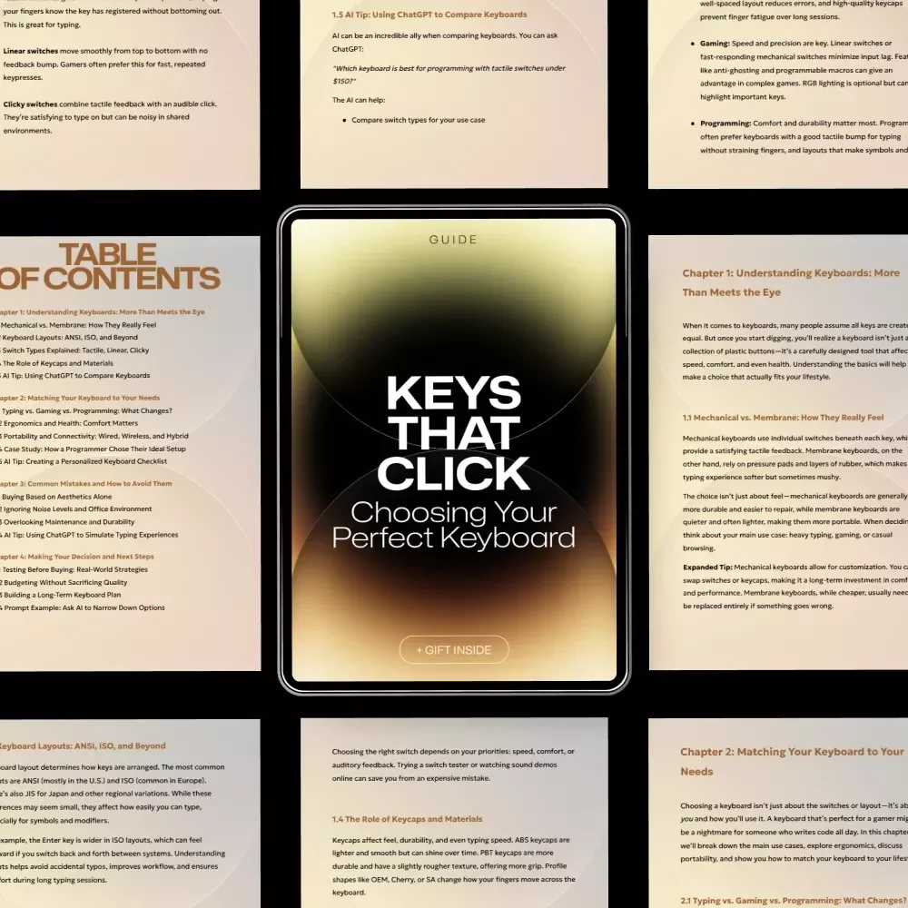 Keys That Click: Choosing Your Perfect Keyboard – A Practical Guide on how to choose a keyboard for Typing, Gaming & Work