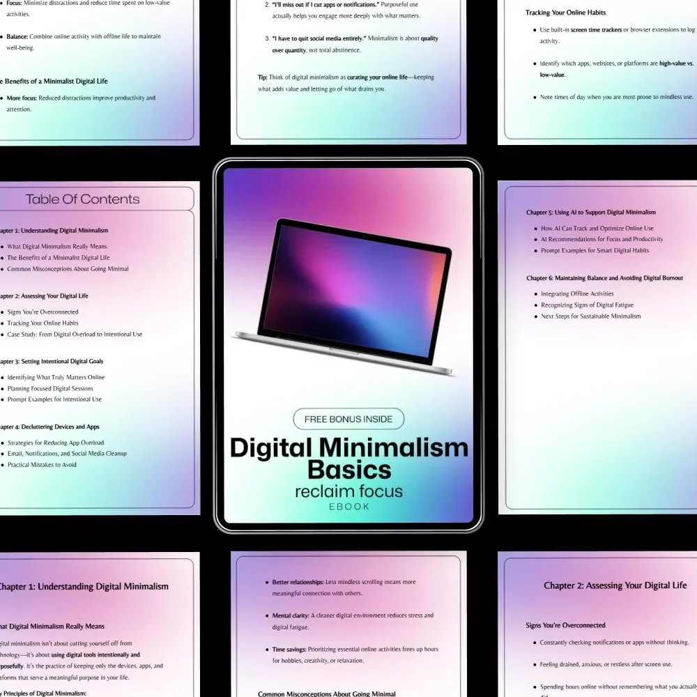 Digital Minimalism Basics - Reclaim Focus: The Ultimate eBook Guide to Declutter Your Digital Life