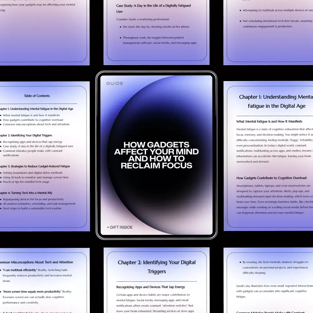 How Gadgets Affect Your Mind and How to Reclaim Focus – Digital Guide on Gadgets and Mental Fatigue, Reclaim Attention, Reduce Digital Overload, Mindful Tech Use