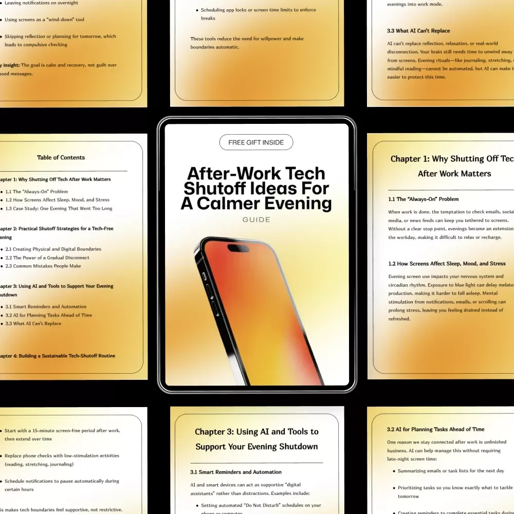 After-Work Tech Shutoff Ideas for a Calmer Evening | Digital Guide for Work-Life Balance, Screen-Free Nights, and Mindful Evenings